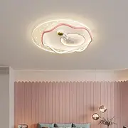 LED Dimmable Chandelier Astronaut Children's,Room Ceiling Lamp, Fixture Boy Girl Room Light, Eye Protection Creative Cartoon Moon Astronaut Bedroom Ceiling Light (Color : Pink)