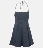 [Staud] Staud Leone linen-blend denim minidress AU 8 blue