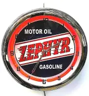 16" ZEPHYR Oil Nostalgic Sign Red Neon Wall Clock Garage Man Cave