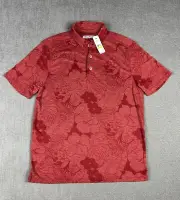 Tommy Bahama Polo Shirt All Over Floral Mens Medium Miramar Blooms Red New