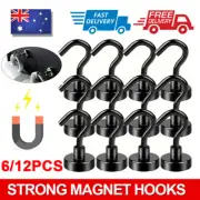 6/12PCS 8kg Magnetic Hooks Strong Magnets Hook for Home Kitchen Wardrobe Hooks++