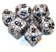 New 7 Piece Spider Web Polyhedral Dice Set - Black w/ Black Bag