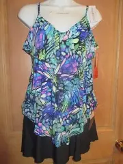 New Magicsuit Miraclesuit Tankini Rita Size 8 38 Tiered 2 PC Papillon Skirt