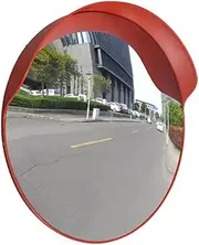 'vidaXL Outdoor Traffic Convex Mirror- Durable, Shatterproof PC plastic, 60cm, Suitable for Intersections and Curvy Roads, Orange