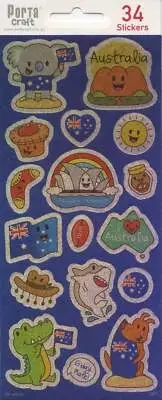 Aussie Theme Shimmer Stickers - 34 pack