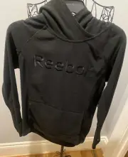 NEW Reebok Womens XS Black Fleece Pullover Hoodie Slim Fit with Kangaroo Pocket