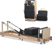 Lifitness Pilates Reformer Machine,Oak Wood Foldable Reformer Pilates Machine with Reformer Box for Home Gym