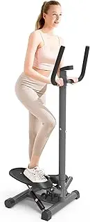 leikefitness Premium Portable Twist Stair Stepper Adjustable Resistance, Twisting Step Fitness Machine with Bands and LCD Monitor