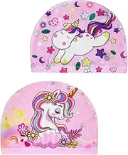 2 pieces swimming cap girls unicorn, swimming cap children, swimming cap children, swimming cap girls, long hair, swimming cap children, swimming cap