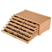Upgraded 6-Drawer Wood Artist Supply Storage Box with Removable Dividers,