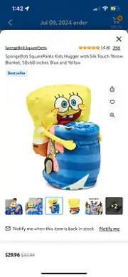 spongebob throw and plush