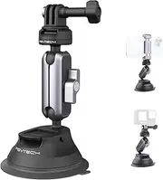 PGYTECH CapLock Suction Cup Car Mount Compatible with DJI OSMO Action 5 Pro/4/3, for Gopro Hero 13/12/11/10, for OSMO Pocket 3, for Insta360 Ace Pro 2/X4/X3/ONE RS/R, Action Camera with 1/4"-20 Thread