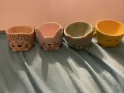 Vintage Set of 4 Animal Egg Cup Holders Hedgehog, Chick, Bunny And Dog Easter