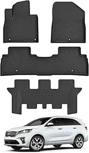 Cartist Floor Mats Compatible with Kia Sorento 2016 2017 2018 2019 2020 Accessories (7 Passenger Model Only) All Weather Floor Mat for Sorento Accessories Heavy Duty TPE Odorless Carpet Protection