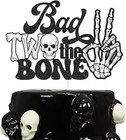 Bad Two The Bone Cake Topper Bad 2 The Bone Theme Party Decorations Rock n Roll Music Theme 90s 80s Party Decorations