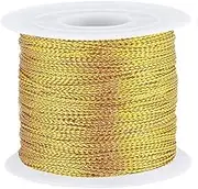 Metallic Cord Jewelry Thread for Craft Jewelry Making Gold String Tinsel Rope Christmas Ornament Hanging Decoration (Gold)
