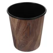 Wood Grain Trash Can Office Small Wastebasket Garbage Household Bin