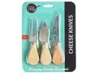 3Pk Cheese Knives Set Stainless Steel Butter Knife Fork Scoop Set Wooden Handle