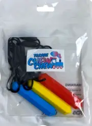 Tilcare Chew Chew Pencil Sensory Necklace 3-Pk Red Blue Yellow Biting Teething