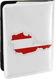 [JEJEA] Austrian Flag Map Print Travel Organizer Credit Cards Case Passport BookPassport Holder Cover Wallet forTraveling,, Black, One Size