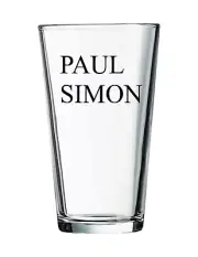 Paul Simon - Rock and Roll - 16 oz Pint Beer Glass Seltzer Barware Cocktails Tea