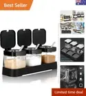 Health-Conscious Spice Storage Solution - 3 Glass Containers with Lids & Spoons