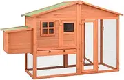 vidaXL Cozy Chicken Coop with Nest Box - Solid Fir Wood Frame, Water-Resistant Fabric Roof, Non-Slip Ramp, and Easy-Clean Pull-Out Tray