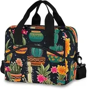 Potted Cactus in Flower Pots Cooler Bag Cooler Bag Insulated, Tote Lunch Box, Lunch Box with Cooler