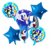 5PC Sonic the Hedgehog Kick Foil Balloon Set Birthday Party Supplies Decoration