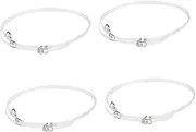 [SAFIGLE] 4Pairs Transparent High Heels Loose Straps Detachable Elastic Shoelaces with Buckle Design for Shoes Prevent Style
