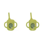 2x Sassi Silicone Sippy Cup Set Cracky the Dinosaur Baby/Childrens Cutlery 6m+