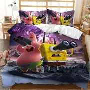 v5619 Bed Sheets Bedding Set SpongeBob Square Pants Cartoon Duvet Cover Size Bed Sheets IU5619