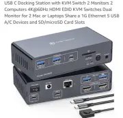 USB C Docking Station with KVM Switch 2 Monitors 2 Computers 4K@60Hz HDMI SW524