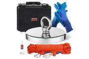 VEVOR 907 Kg Strong Fishing Magnet Kit Single Sided Pull Force Rope Carabiner