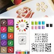 DIY Sponge Finger Painting Set, Coderafted DIY Sponge Finger Painting Set, Finger Sponge Daubers,with 20 Colors Inkpad, 5 Pcs Stencils and 10 Pcs Finger Painting Sponge, DIY Craft Drawing Tools (2pcs)