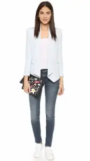 $378 Rebecca Minkoff Sky Blue Becky Silk Open Jacket - Size 4