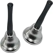 Maydahui 2PCS Dinner Hand Bell Silver Steel Loud Call Christmas Jingle Bells for Wedding Events Decoration Alarm Inside Classroom Food Line Jingles Ringing