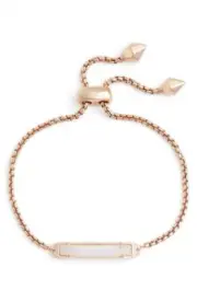 New Kendra Scott Stan Rose Gold Adjustable Chain Bracelet In Iridescent Drusy