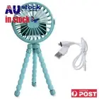 Baby Stroller Fan USB Rechargeable 3 Speeds Mini Fan for Home Office Car (Blue)