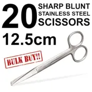 20 x Scissors 12.5cm Sharp / Blunt Stainless Steel Bulk Buy Wholesale FIRST AID