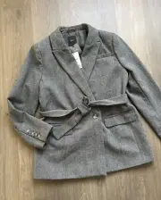 New Next Tie Belt Blazer Jacket Size UK 16 13% Wool