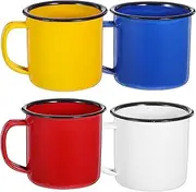 MOTHNUR 4Pcs Vintage Enamel Camping Mugs Multi Use Coffee Milk Water Cups Sturdy Easy to Clean for Home Office Cafes and Outdoor Activities