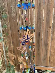 Glass & Mirrors Hummingbird Wind Chime Sun Catcher Handmade w Recycled Materials
