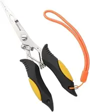 BESPORTBLE 1PC Multi Purpose Fishing Pliers with Wire Cutter Stainless Steel Fish Forceps for One Handed Operation Outdoor Fishing Gear Yellow