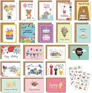 20 Unique Happy Birthday Cards with Envelopes and Stickers,Greeting Cards Handmade and Pop Up Cards Assortment Box Includes Baby, Wedding, Congratulation, Daily, Birthday Cards