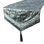 Decorative Table Runner Blue Silk Wedding Décor Table Décor - Hexagonal Foil