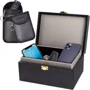 Faraday Box & 2 Pouch Bundle Car Key Signal Blocker RFID Keyless Entry Protectio