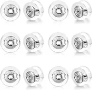 Moconar Earring Backs 18K Gold Locking Silicone Earring Backs Replacements for Studs/Droopy Ears/Heavy Earrings, No-Irritate Hypoallergenice Backings for Women Men Transparency White Color