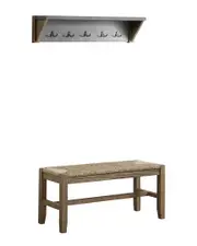 Alaterre Newport 40In Coat Hook With Shelf & Rush Bench Set