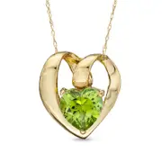 7.0mm Heart-Shaped Simulated Peridot Pendant in 10K Yellow Gold